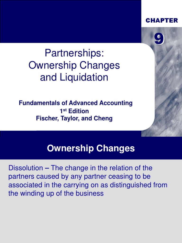 Partnerships: Ownership Changes and Liquidation | PDF | Goodwill ...