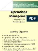 Operations Management: Course Instructor: Mansoor Qureshi