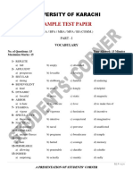 University of Karachi: Sample Test Paper