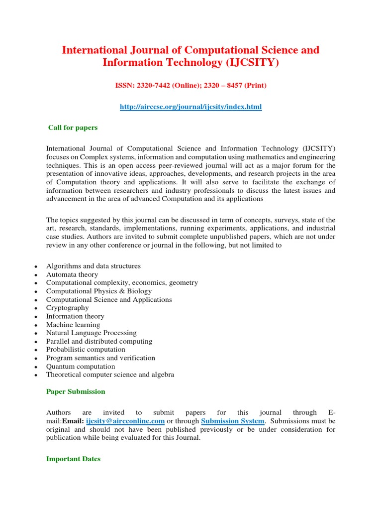 International Journal of Computational Science and Information ...
