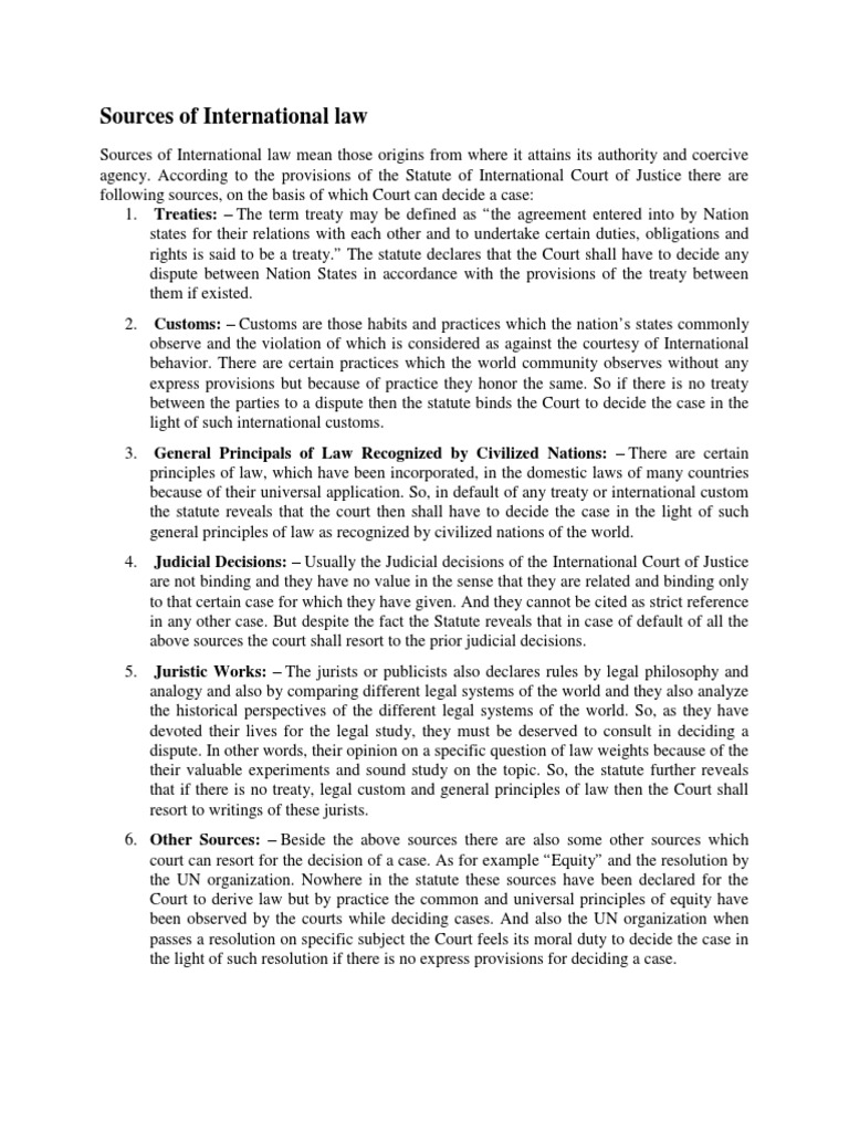Sources and Subjects of International Law | PDF | Treaty ...