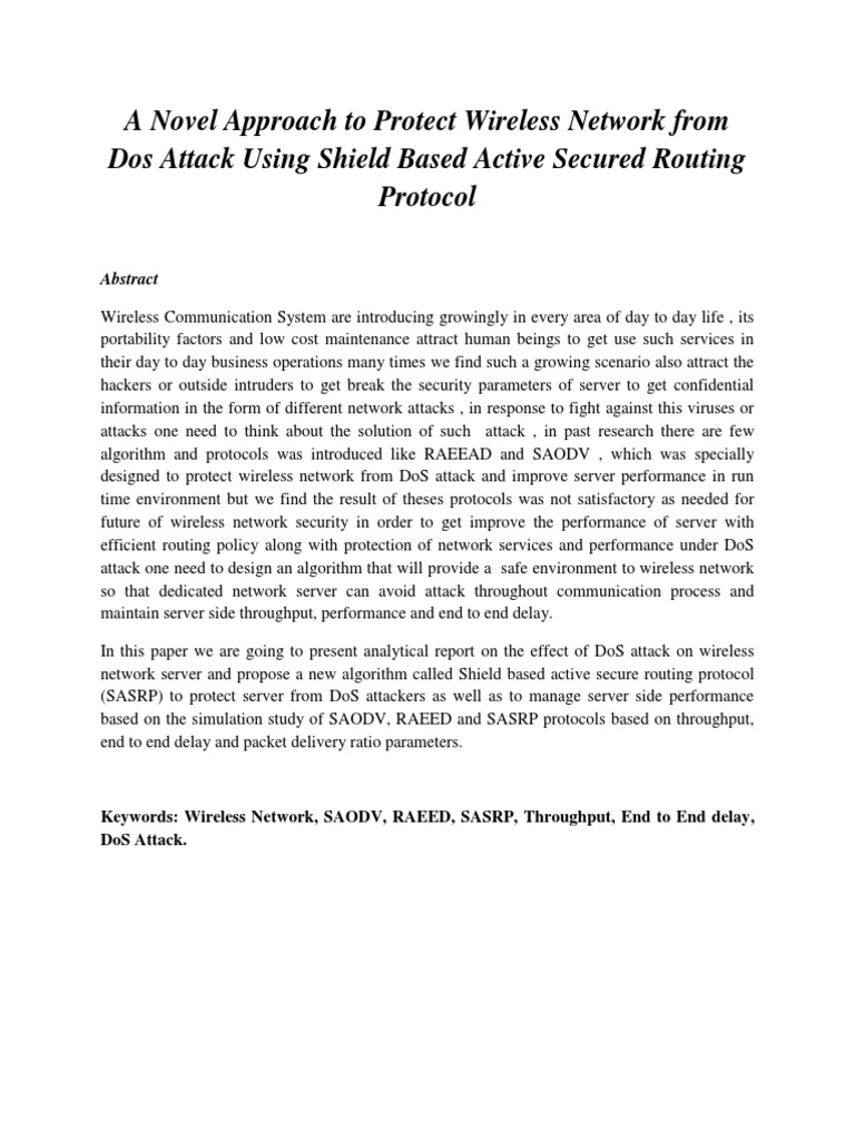 Protecting Wireless Networks from DoS Attacks | PDF | Computers