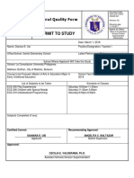 Permit To Study: General Quality Form