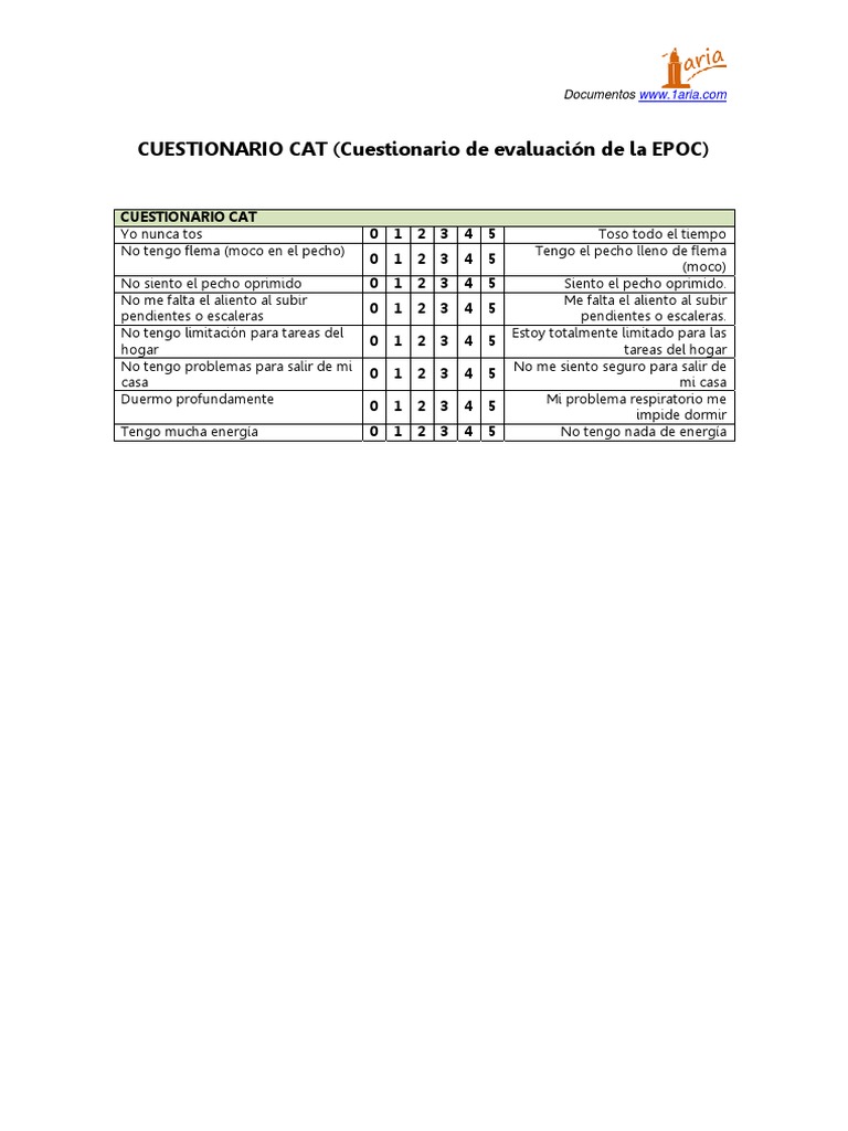 Cuestionario CAT para EPOC | PDF
