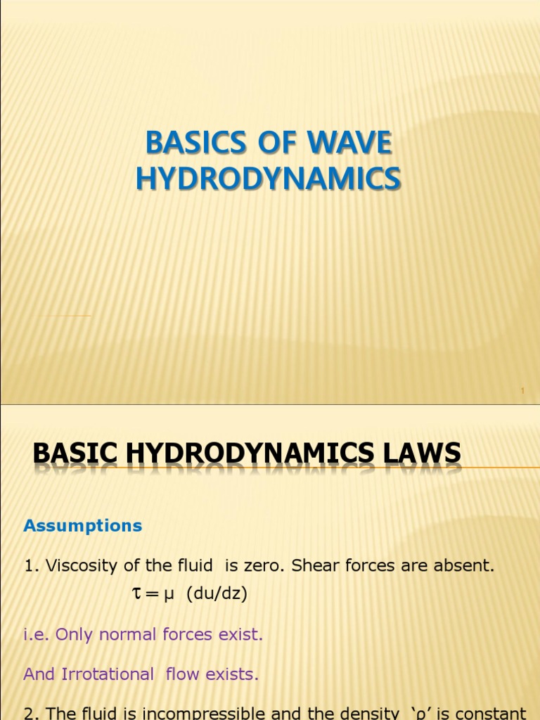 Basic Hydrodynamics Notes PDF Fluid Dynamics Force