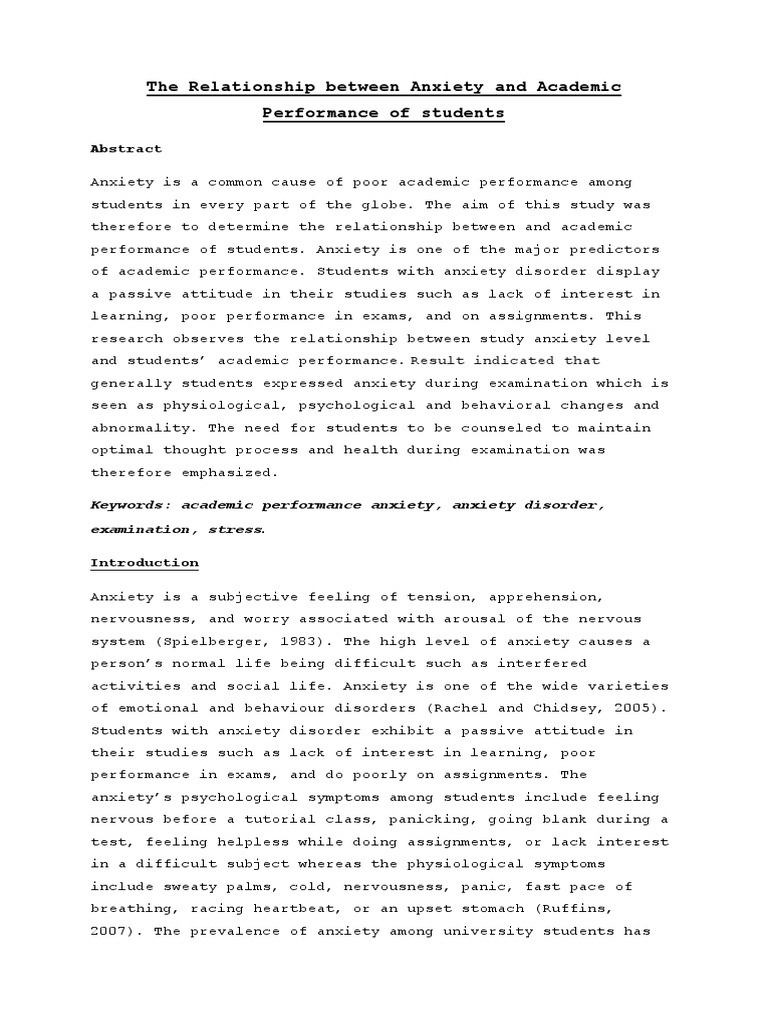 Anxiety's Impact on Academic Performance | PDF | Phobia | Anxiety