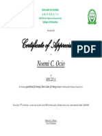 Certificate of Appreciation: Noemi C. Ocio