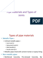 Pipe Materials and Types of Joints