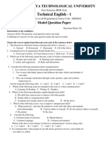 Technical English 1 Model Question Paper For VTU University PDF
