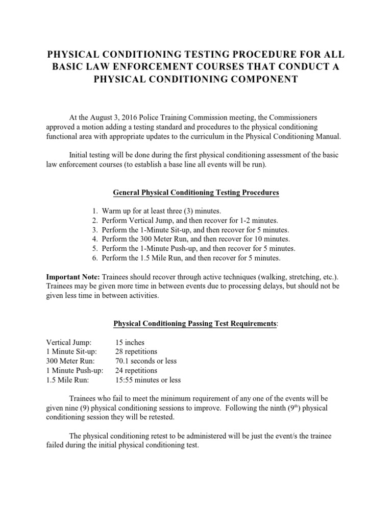 Law Enforcement Physical Conditioning Test Guide | PDF | Police Officer ...
