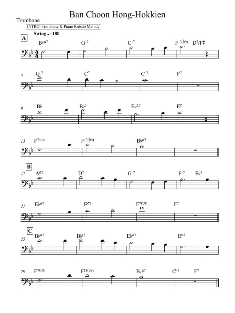 Ban Choon Hong-Hokkien - Trombone | PDF