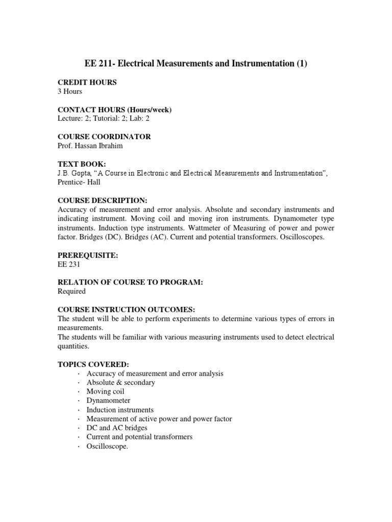 Ee 211 PDF | PDF | Engineering | Electrical Engineering