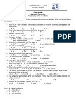 Final Exam Algebraic Expression