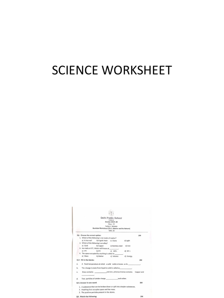 Science Worksheet | PDF