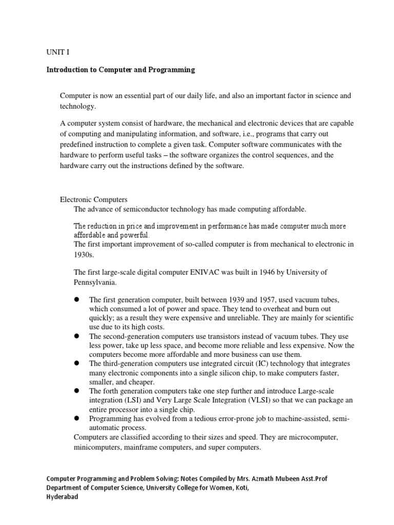 Computer Programming Basics and Concepts | PDF | Random Access Memory ...