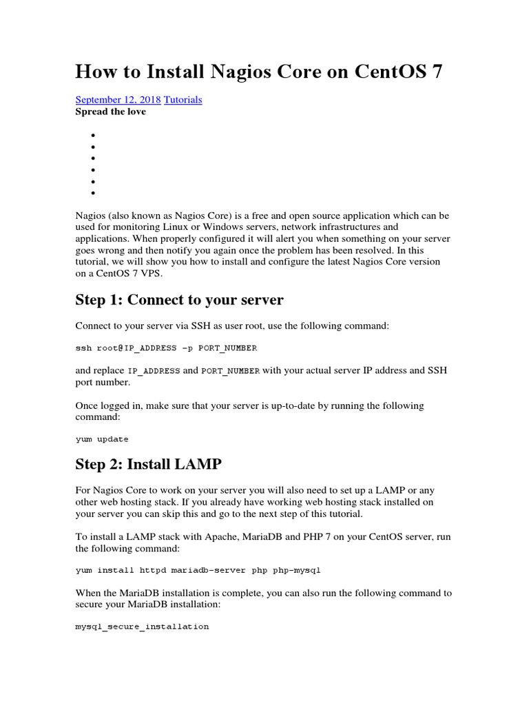 CentOS 7: Install Nagios Core | PDF | Apache Http Server | Utility Software