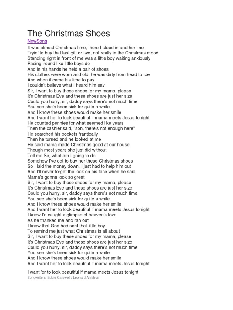 The Christmas Shoes Lyrics 