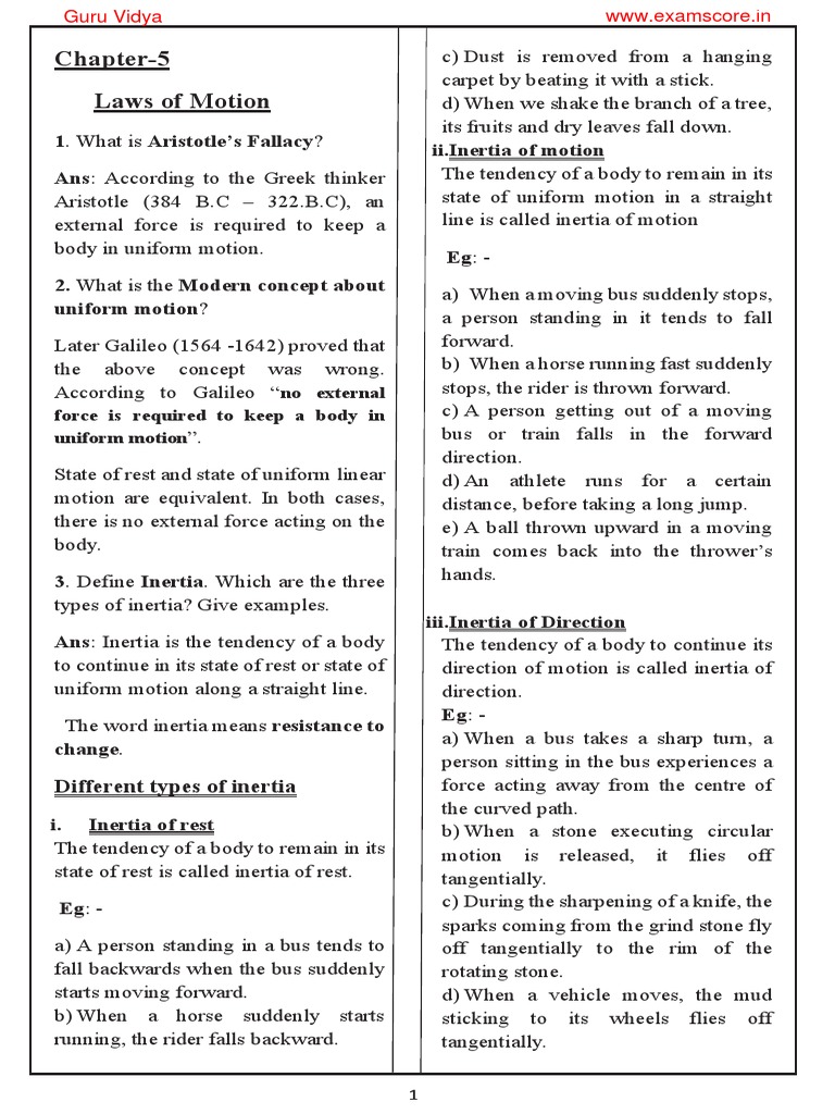 Chapter 5 Laws Of Motion