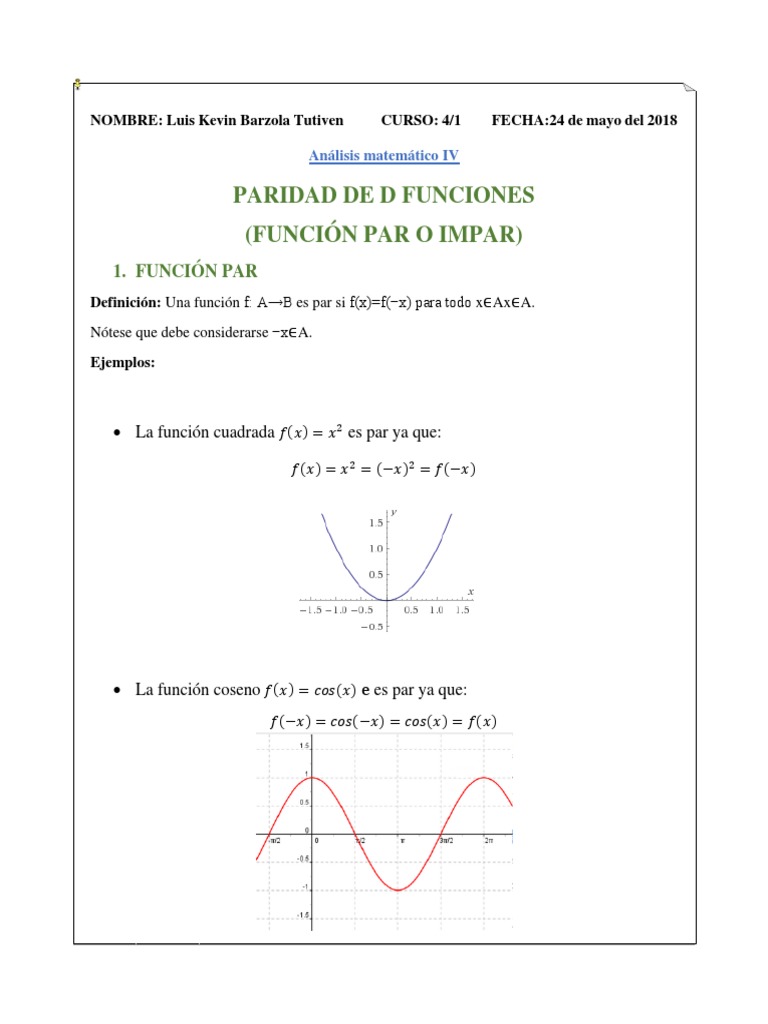 Paridad de funciones: par e impar | PDF | Informática