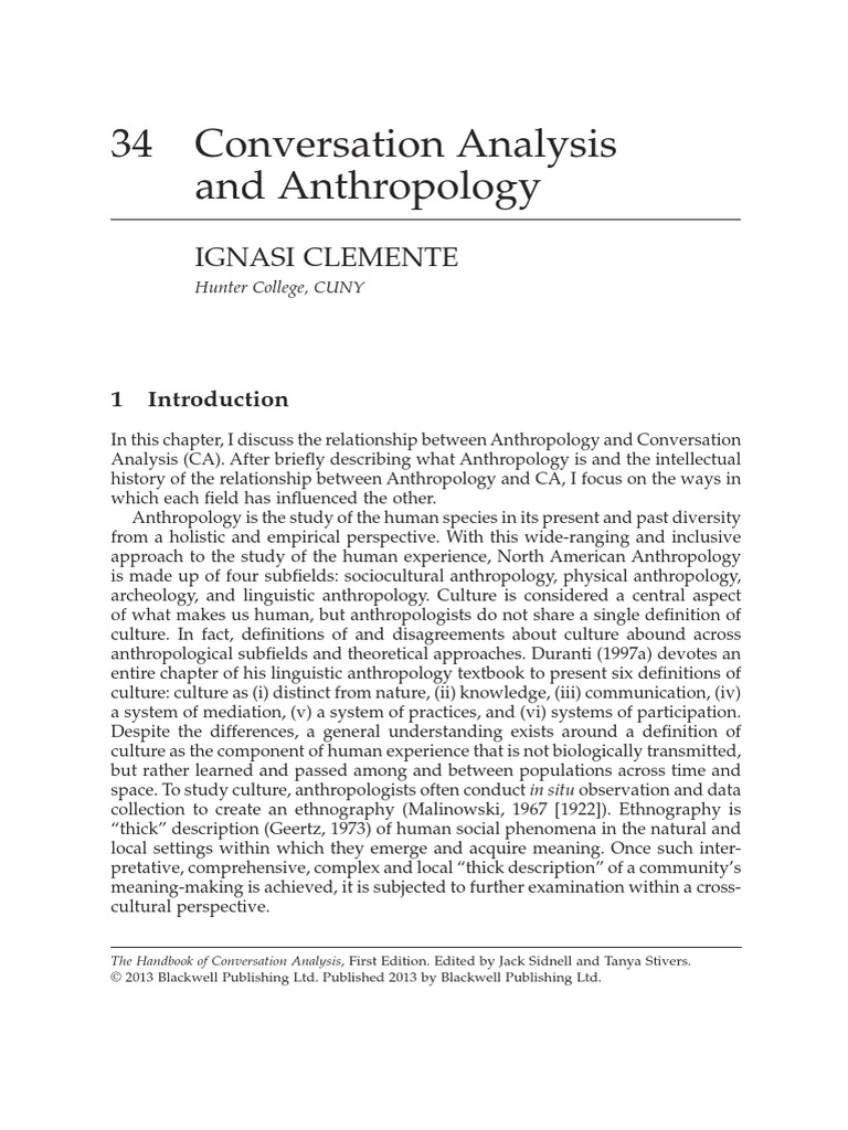 Conversation Analysis and Anthropology 2 PDF | PDF | Anthropology ...