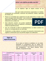 Tabla de Especificaciones