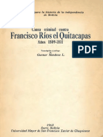 Causa Criminal Contra Francisco Ríos El Quitacapas-1809-1811-Gunnar Mendoza L