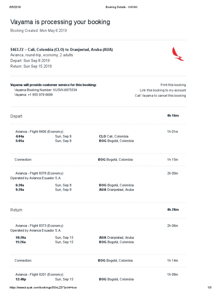 Booking Details KAYAK PDF Service Industries Transport