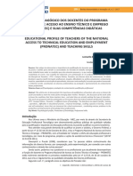 O Perfil Pedagógico Dos Docentes Do Programa Nacional de Acesso Ao Ensino Técnico e Emprego (Pronatec) e Suas Competências Didáticas