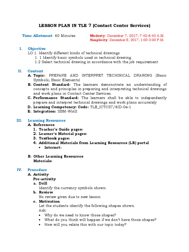 Lesson 4 Prepare and Interpret Techinical Drawing Technical Drawing