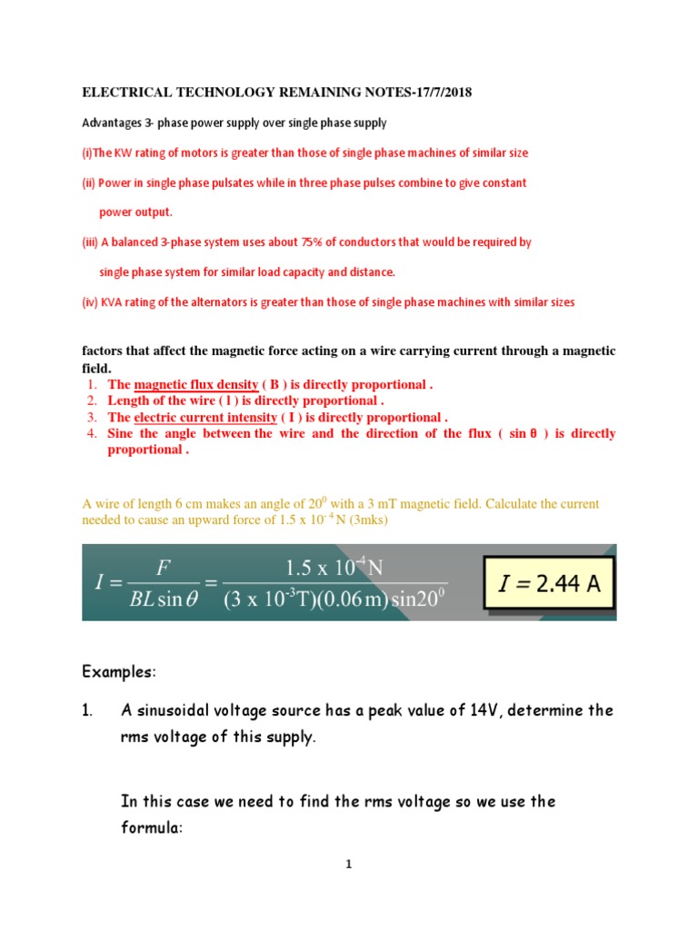 Electrical Technology Notes Overview | PDF | Ac Power | Electrical Network