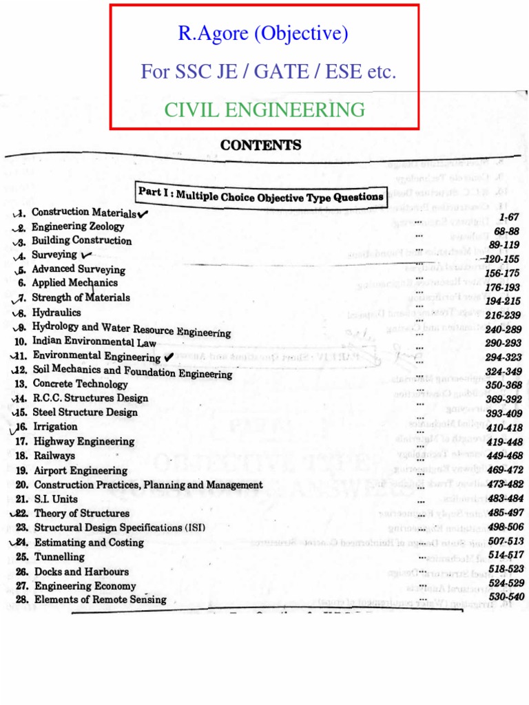 R. Agor Civil Engineering MCQs Guide | PDF | Engineering | Civil ...