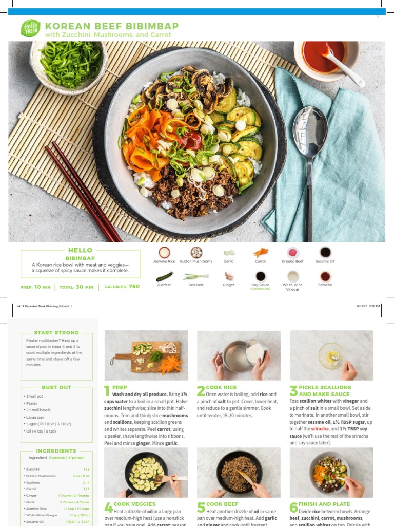Korean Beef Bibimbap Recipe | PDF | Beef | Ginger