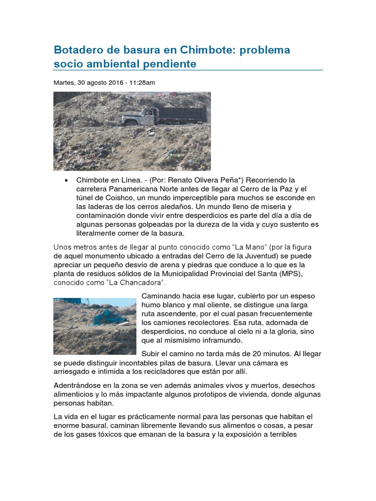 Botadero de Basura en Chimbote | PDF | Residuos | Vertedero