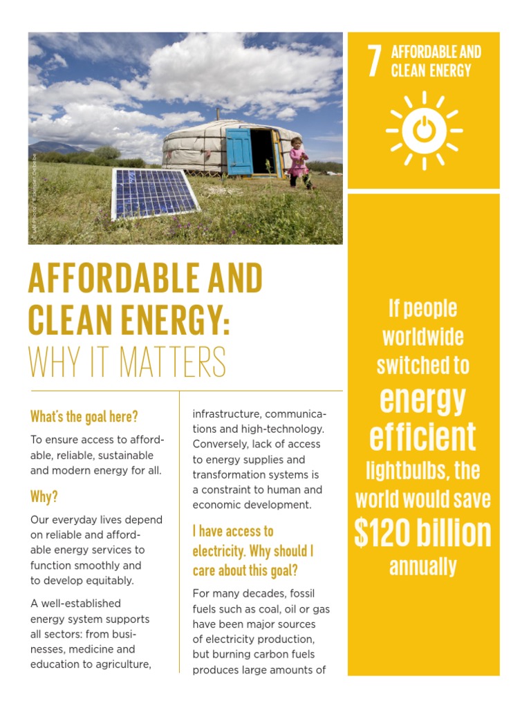 Affordable and Clean Energy:: Why It Matters | PDF | Sustainable Energy ...