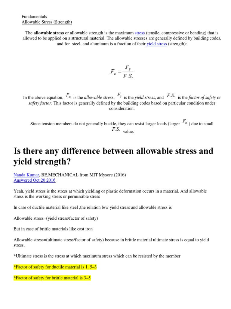 Fundamentals Strength Of Materials Yield Engineering