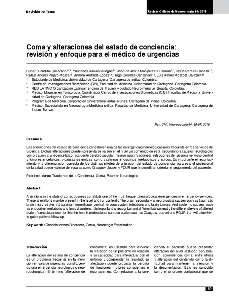 Coma y Alteraciones de Conciencia | PDF | Coma | Movimiento rápido del ...