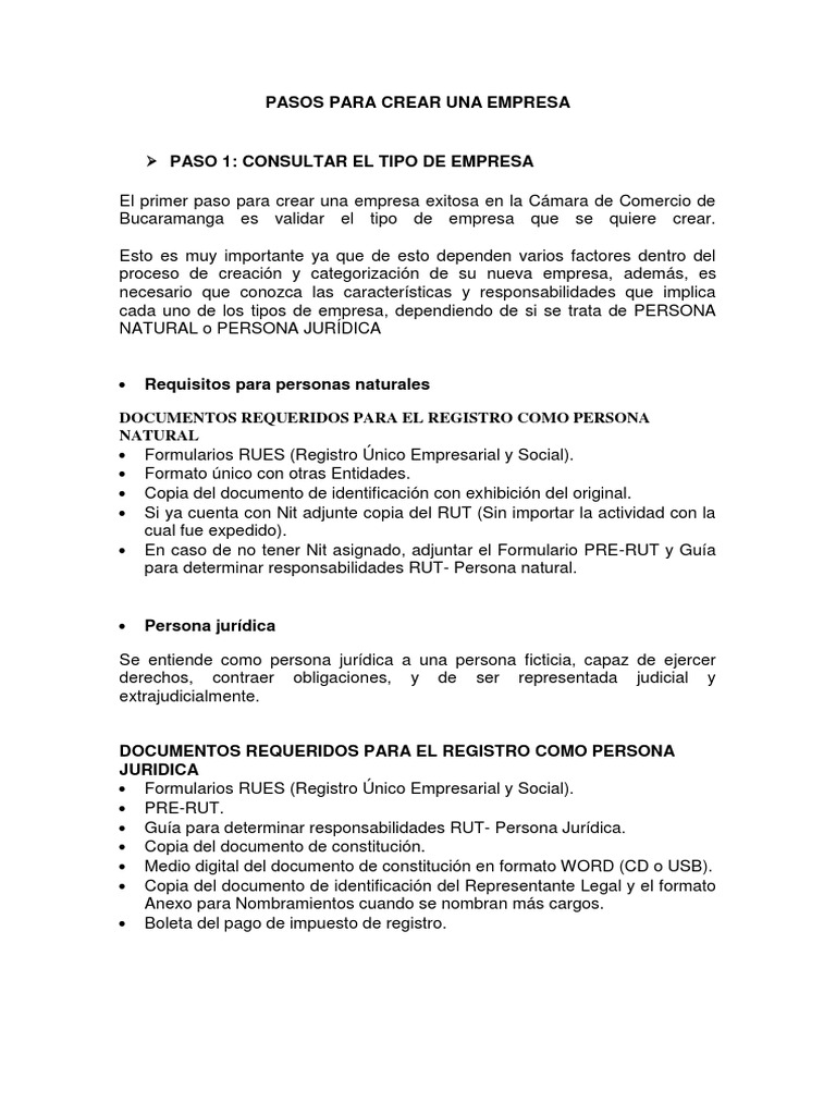 Pasos para Crear Una Empresa | PDF | Sociedad | Compartir (Finanzas)
