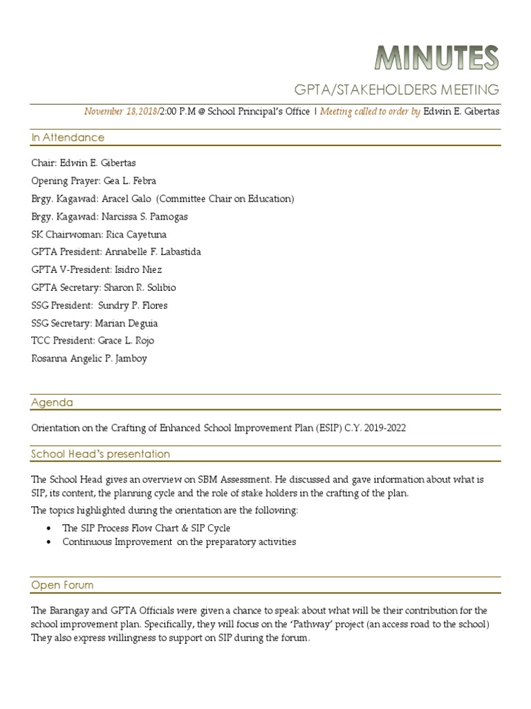 Gpta/Stakeholders Meeting: in Attendance | PDF