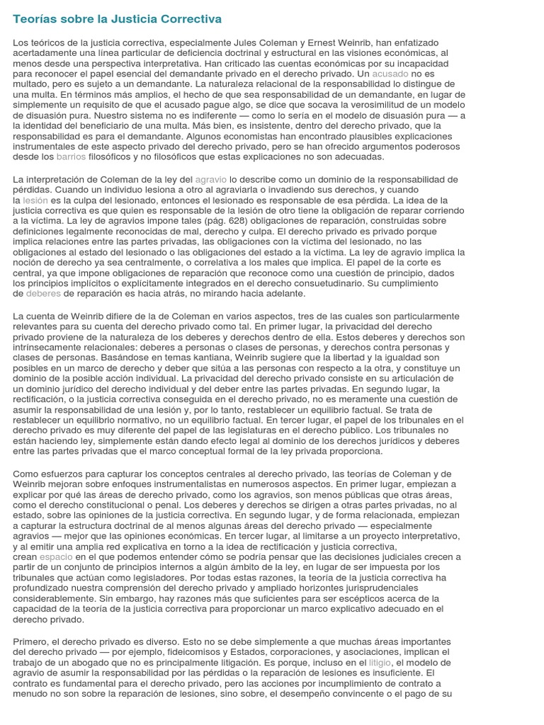 Teorías de Justicia Correctiva en Derecho | PDF | Justicia | Crimen y ...