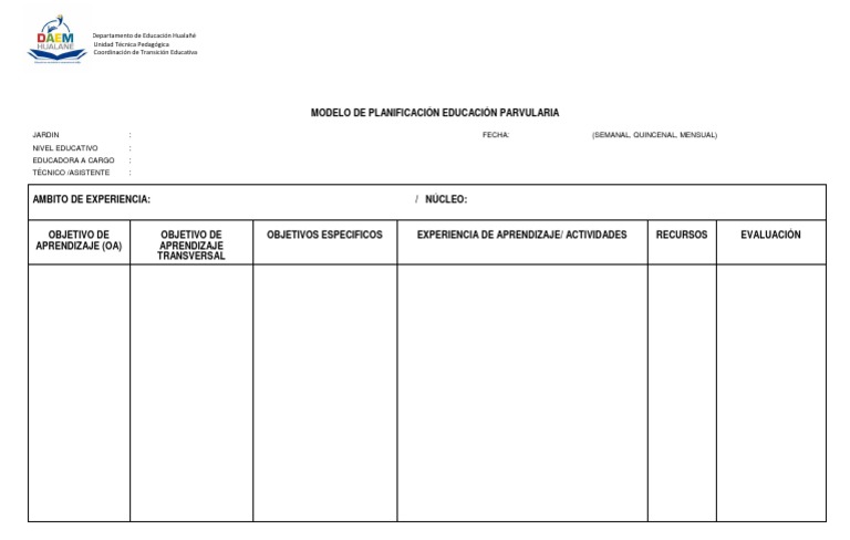 Modelo de Planificacion en BLANCO | PDF