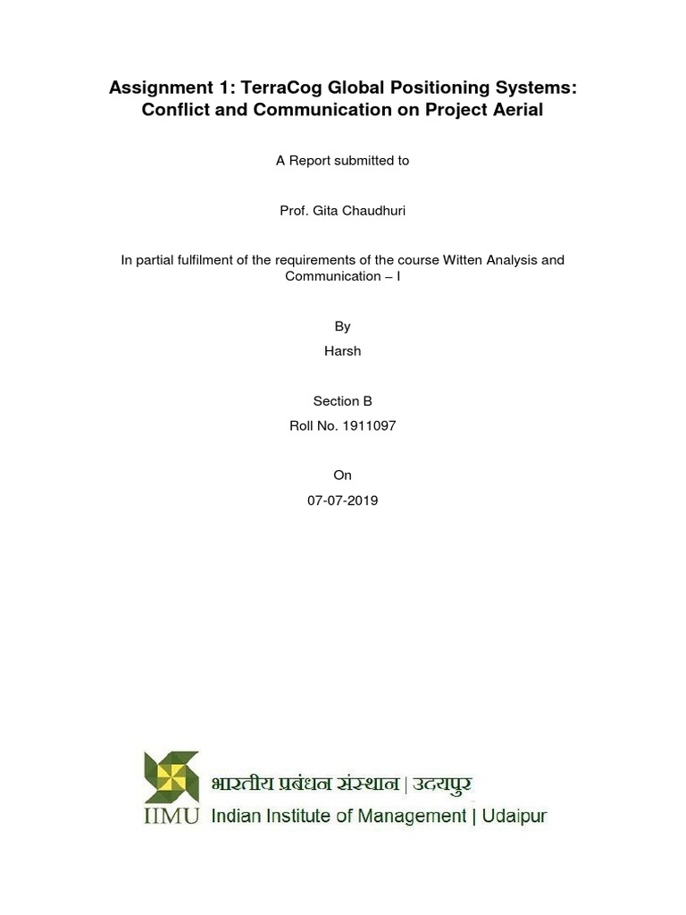 Assignment 1 Terracog Global Positioning Systems Conflict and