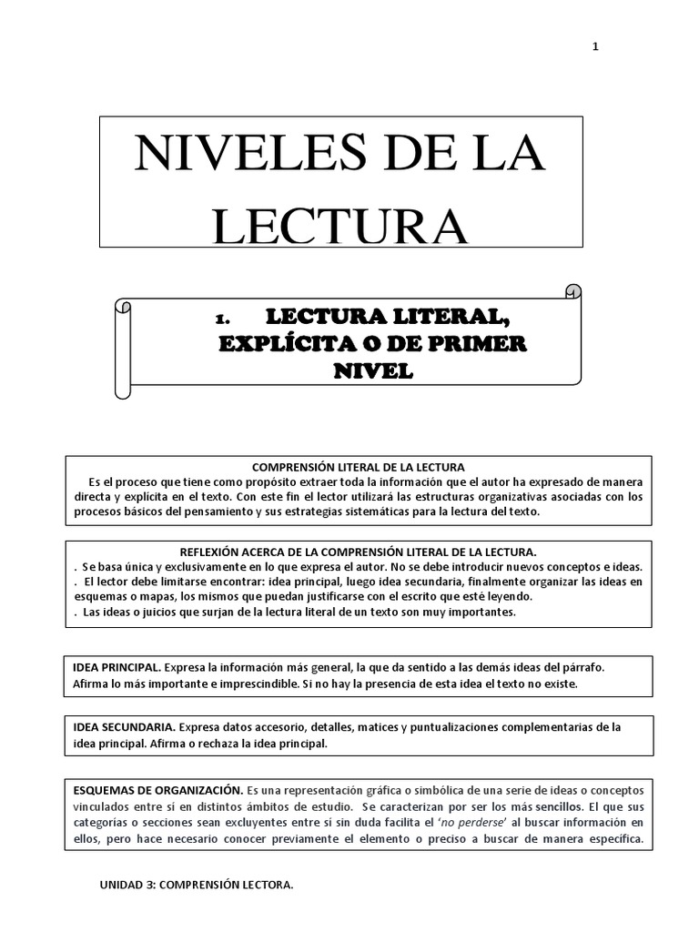 II Niveles de La Lectura | Descargar gratis PDF | Comprensión lectora ...