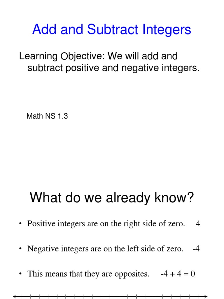 Adding and Subtracting Integers | PDF | Numbers | Integer