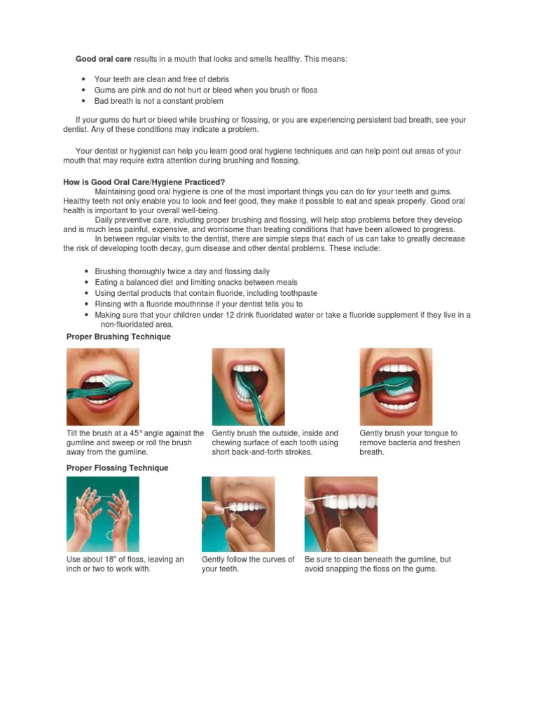 Good Oral Care | PDF | Oral Hygiene | Dentistry