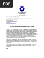 City of Bloomington Press Release, Farmers' Market Arrest