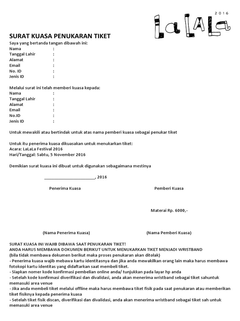 Surat Kuasa Penukaran Tiket  PDF