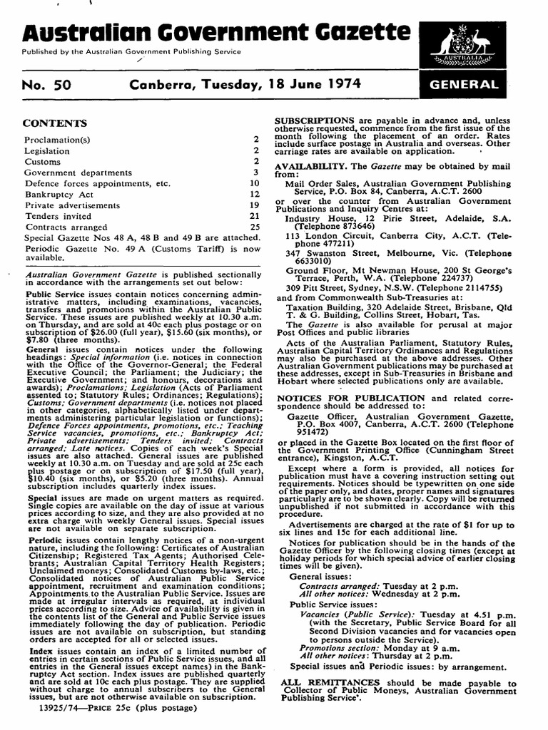 1974GN50 | PDF | Australia | Government