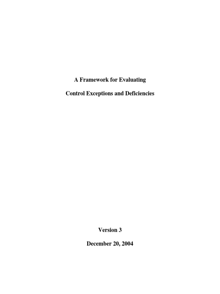 Control Exceptions and Deficiencies Evaluation Framework | PDF ...