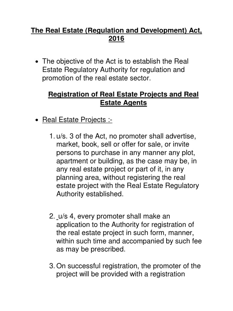 The Real Estate (Regulation and Development) Act, 2016 PDF Government Information Government
