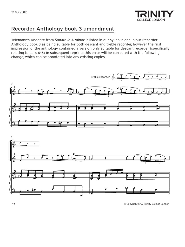 Recorder Anthology Book 3 Amendment Andante PDF Copyright Law Law